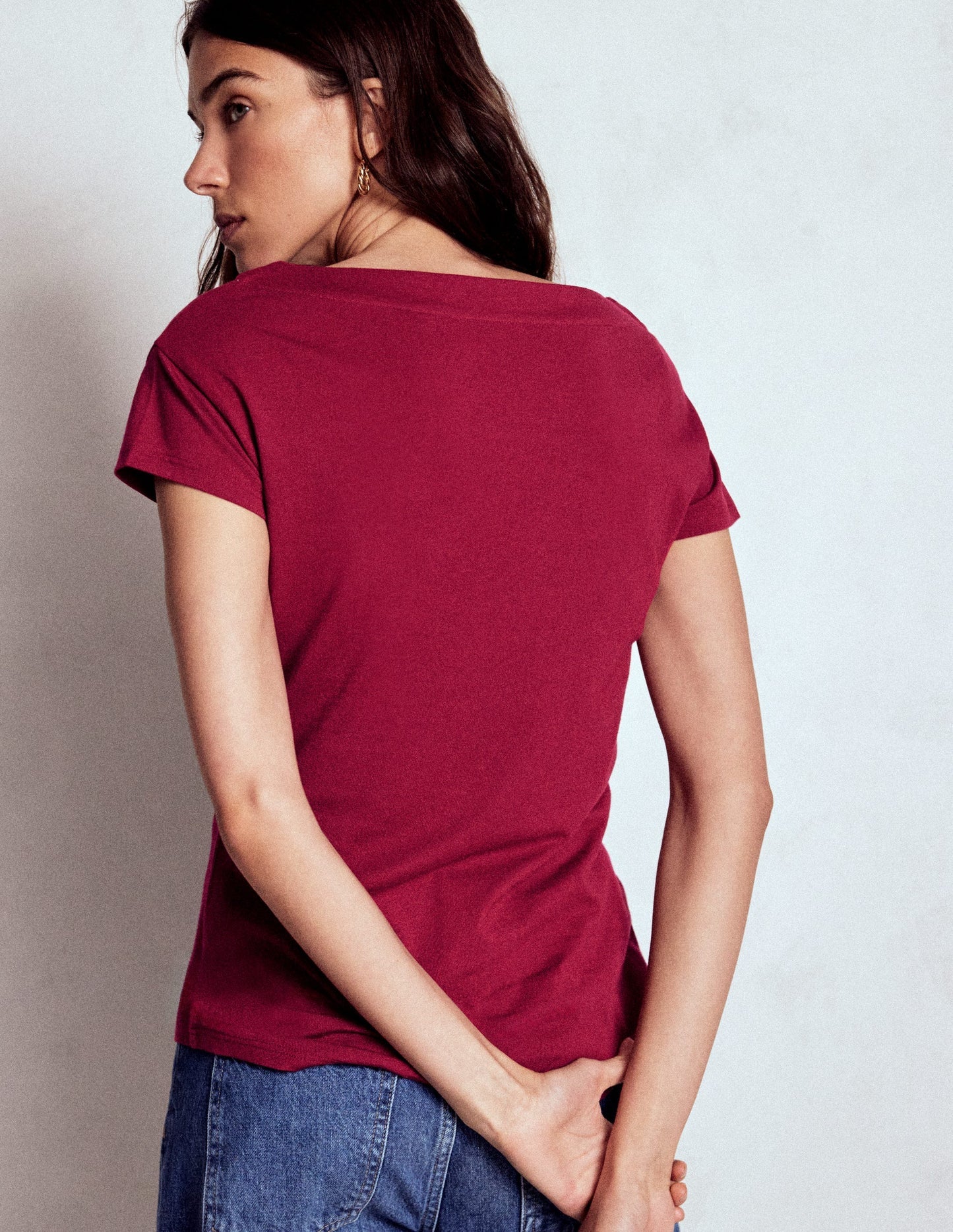 Supersoft Boat Neck T-shirt - Burgundy Red
