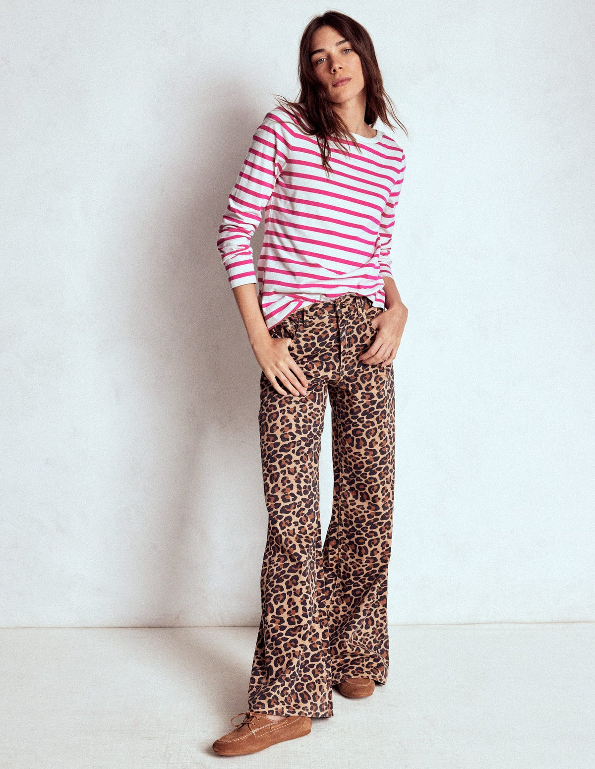 Olivia Long Sleeve Breton - Pink Peony Stripe