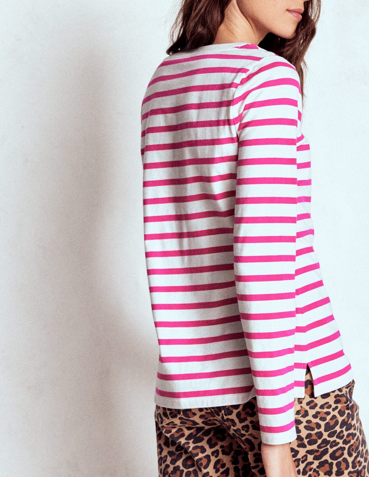 Olivia Long Sleeve Breton - Pink Peony Stripe