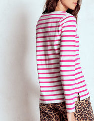 Olivia Long Sleeve Breton - Pink Peony Stripe