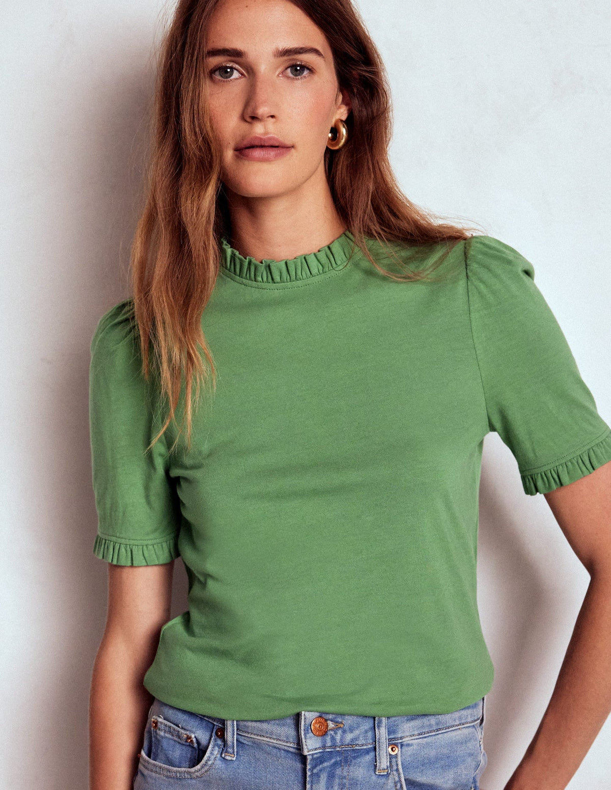 Supersoft Frill Detail T-shirt - Newt Green