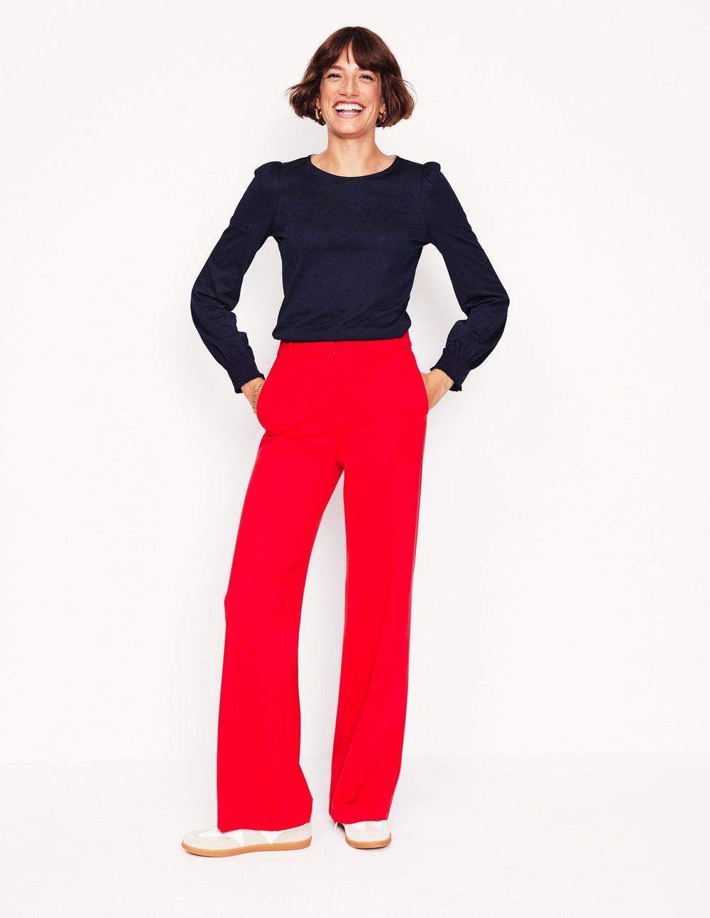 Smocked Cuff Supersoft Top - Navy