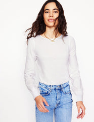 Smocked Cuff Supersoft Top - White