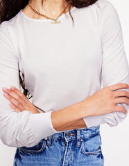 Smocked Cuff Supersoft Top - White
