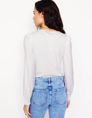 Smocked Cuff Supersoft Top - White