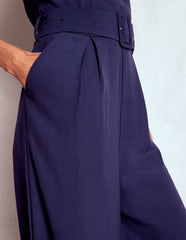Gwen Slash Neck Jumpsuit - Navy