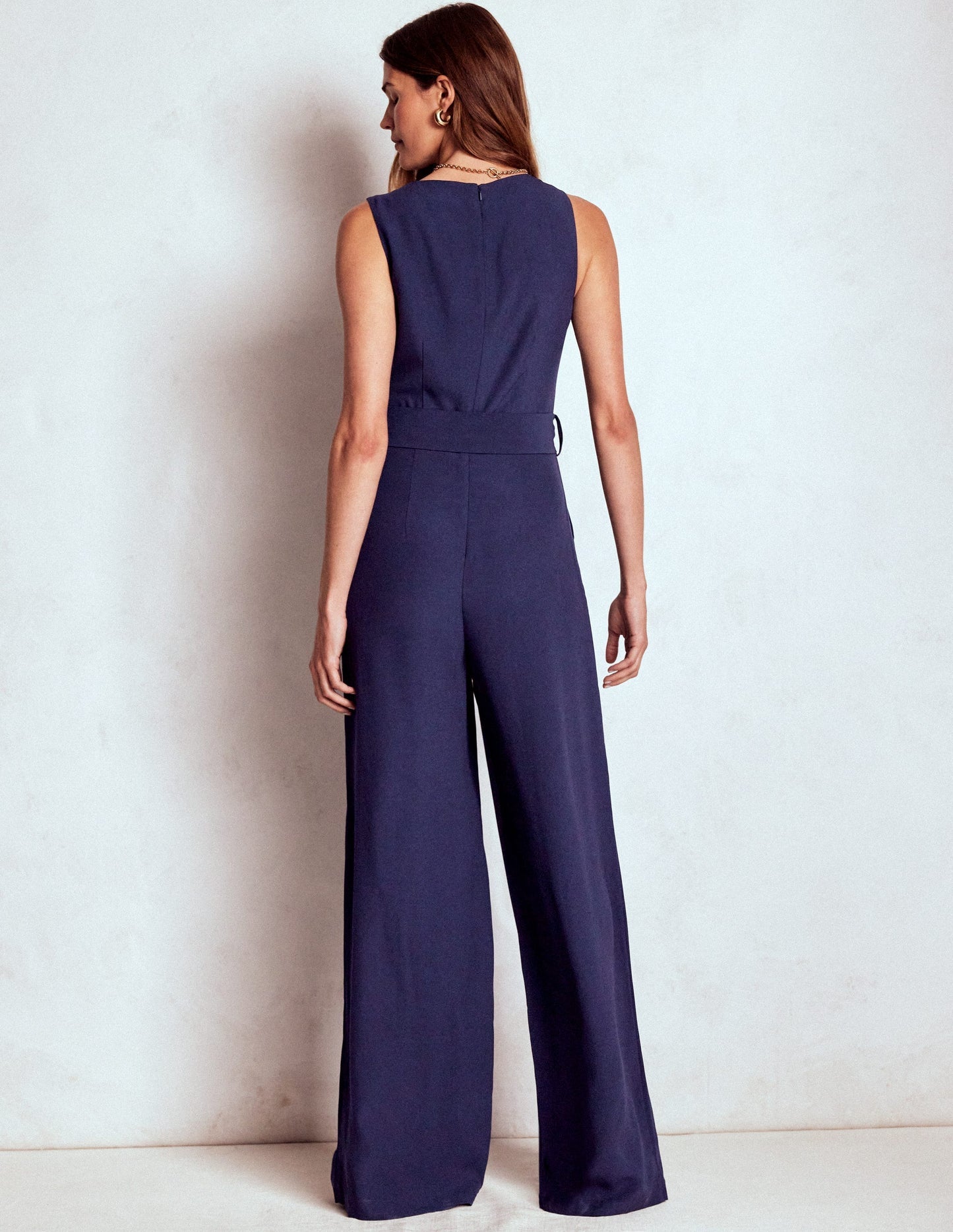 Gwen Slash Neck Jumpsuit - Navy