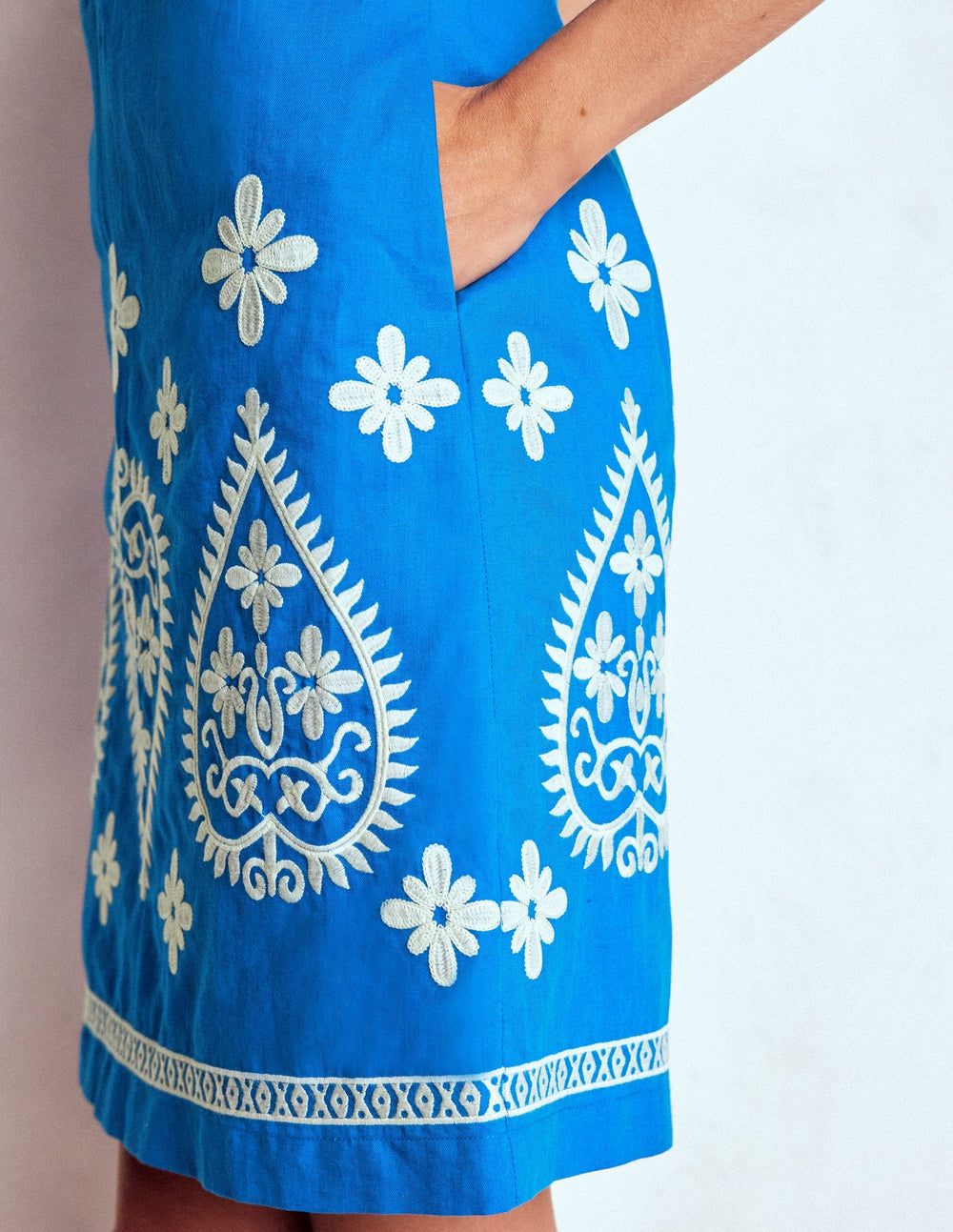 Linen Blend Shift Dress - Kingfisher Blue