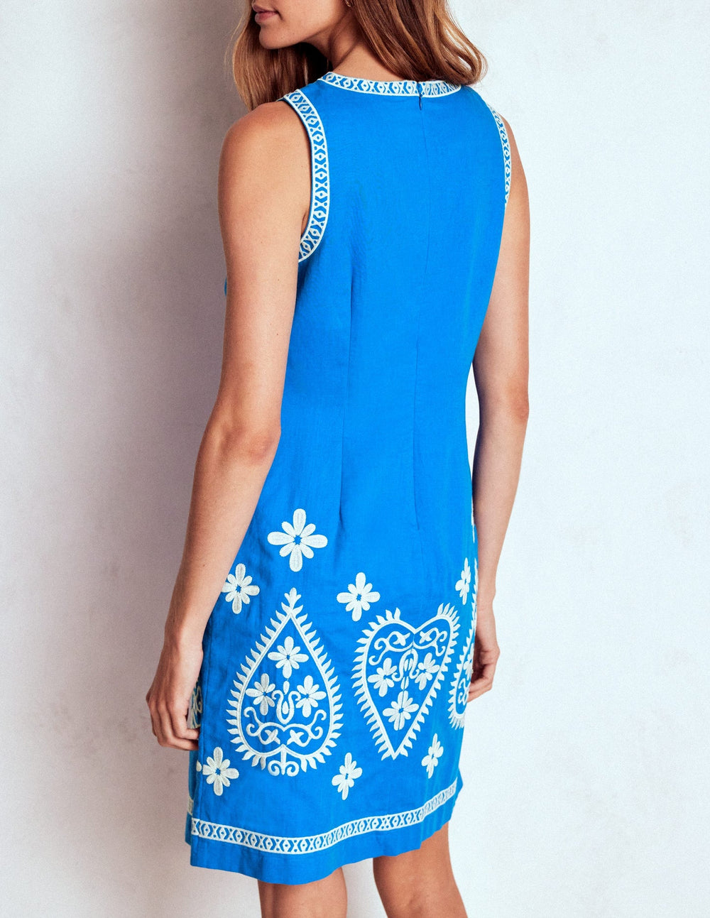 Linen Blend Shift Dress - Kingfisher Blue