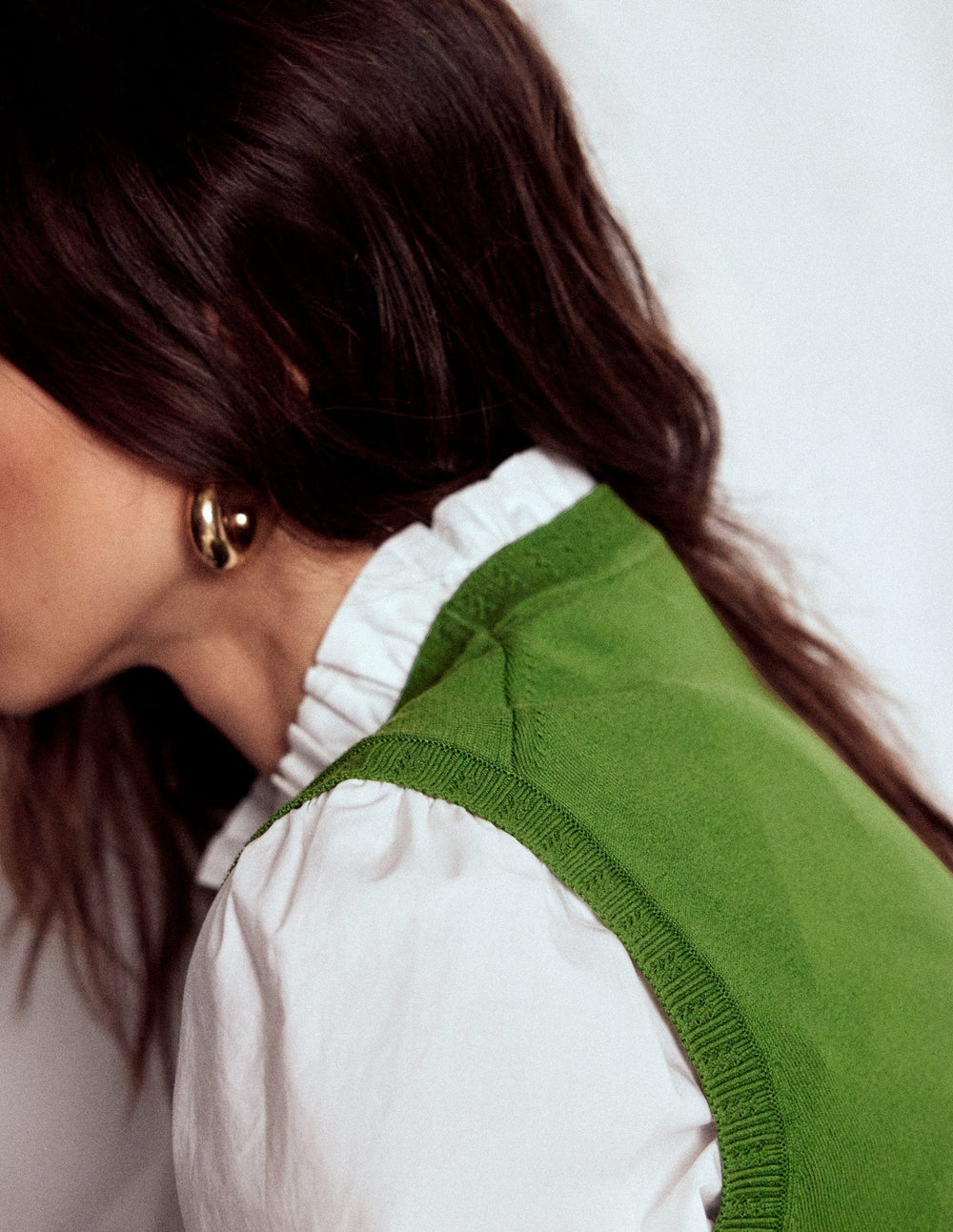Emilia Cotton Crew Neck Vest - Promenade Green