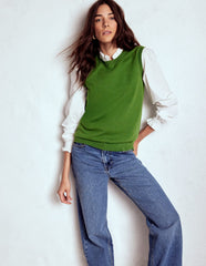 Emilia Cotton Crew Neck Vest - Promenade Green