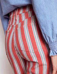 High Rise Stripe Jeans - Red, Blue and Pink Stripe