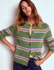 Edie Fair Isle Cardigan - Green, Diamond