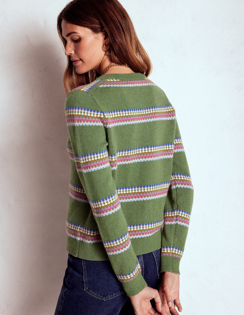 Edie Fair Isle Cardigan - Green, Diamond