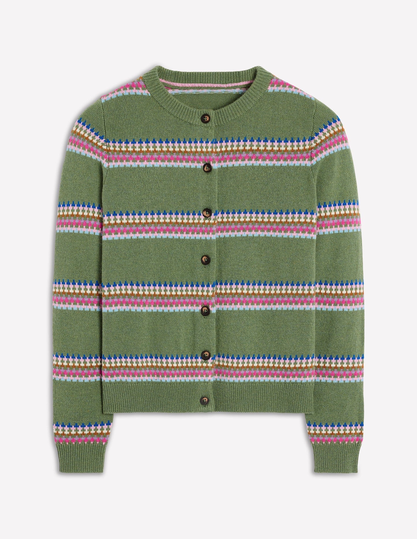 Edie Fair Isle Cardigan - Green, Diamond