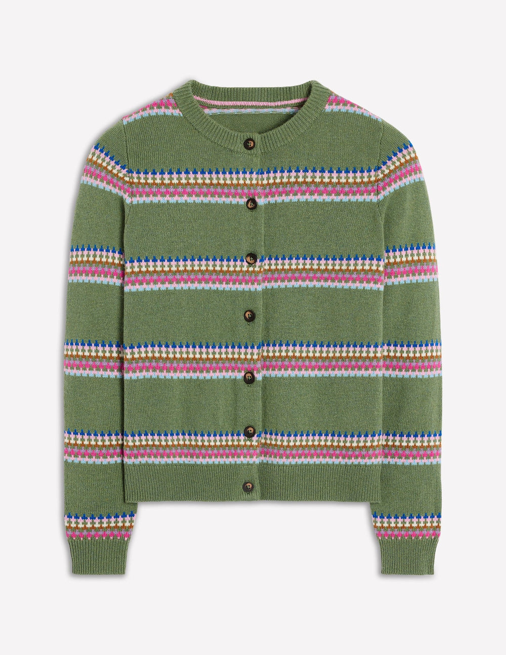 Edie Fair Isle Cardigan - Green, Diamond