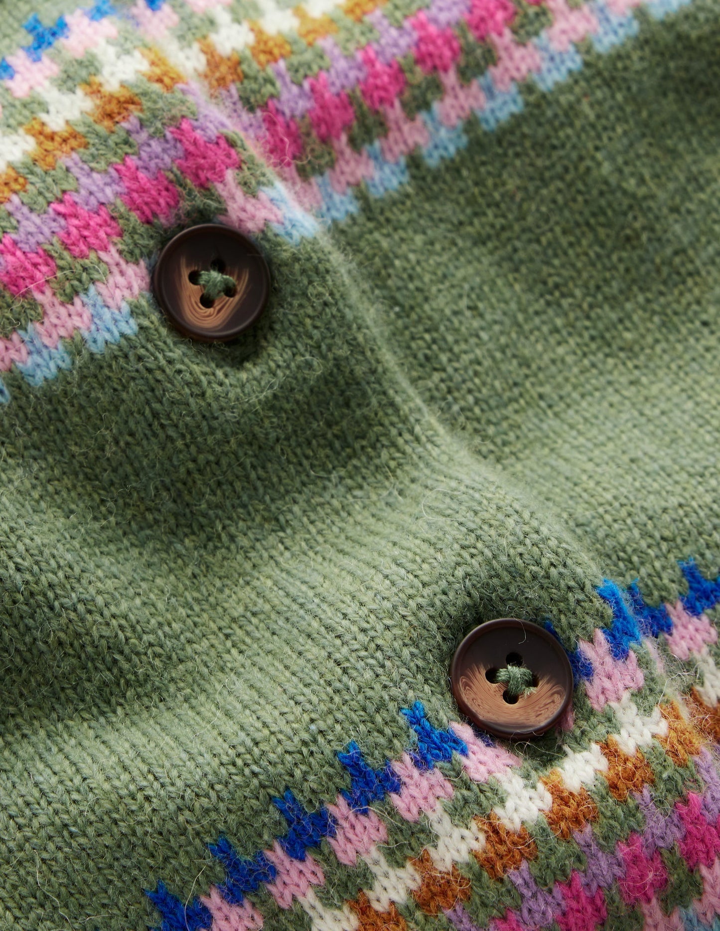 Edie Fair Isle Cardigan - Green, Diamond