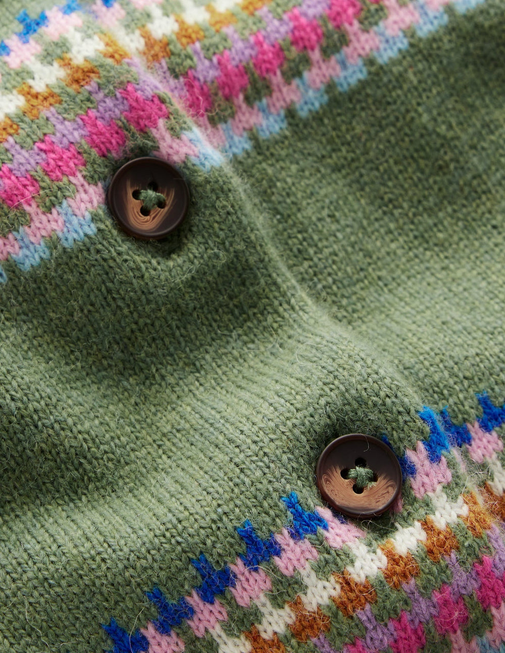 Edie Fair Isle Cardigan - Green, Diamond