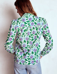 Helena Cotton Top - Rich Emerald, Ornate Vine