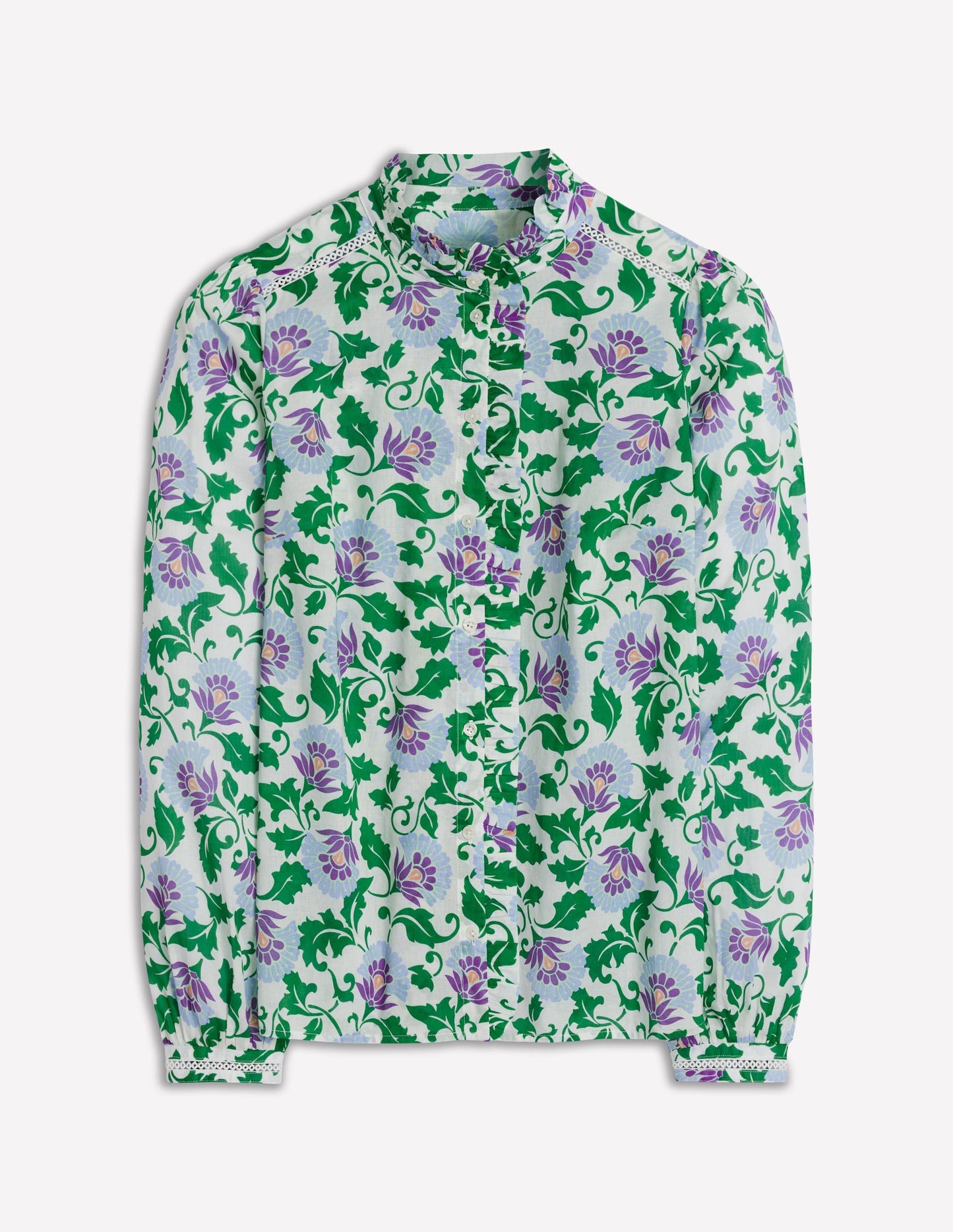 Helena Cotton Top - Rich Emerald, Ornate Vine