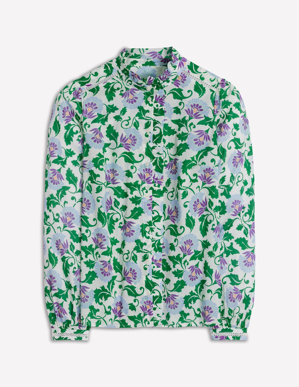 Helena Cotton Top - Rich Emerald, Ornate Vine