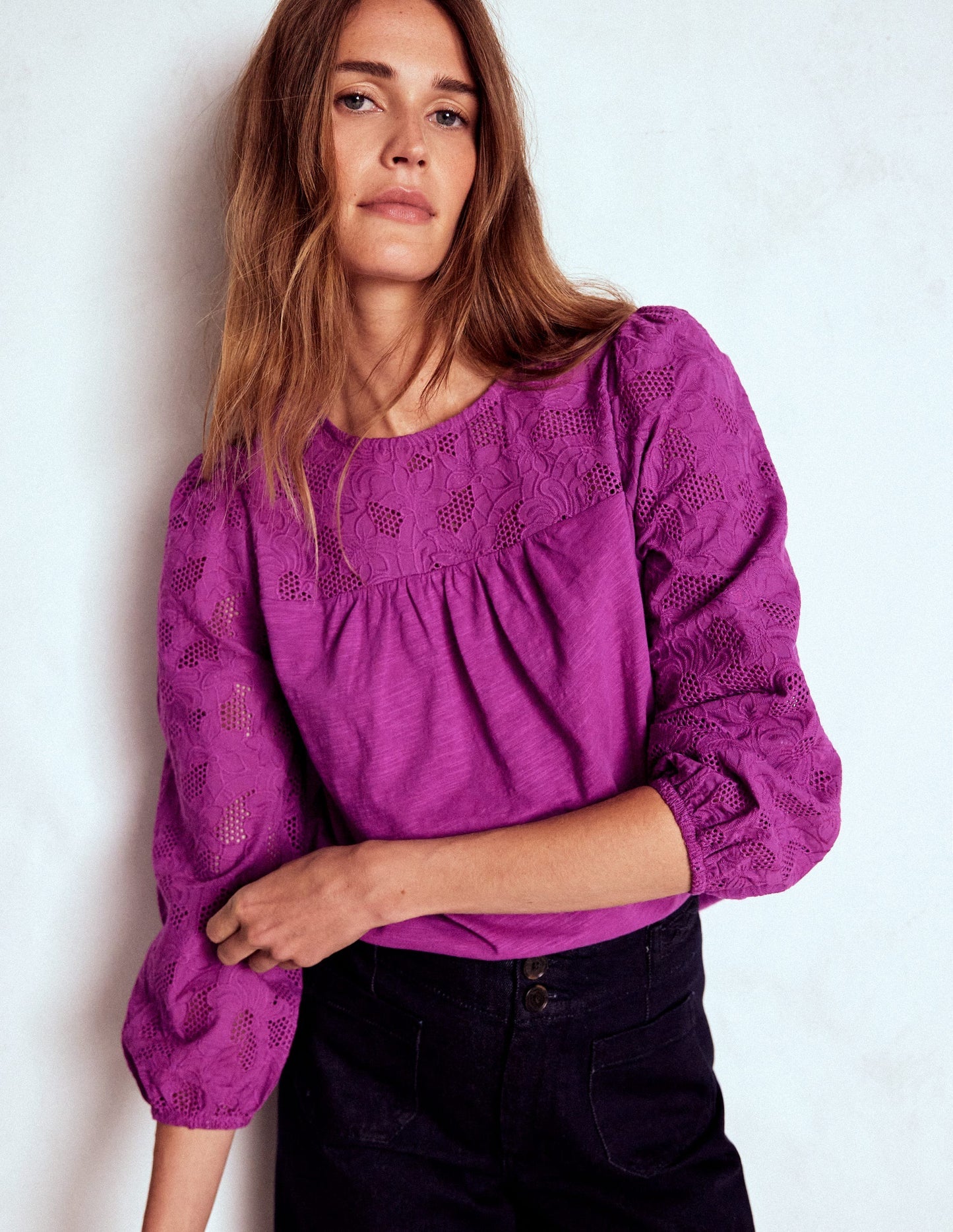 May Broderie Top - Regal Purple