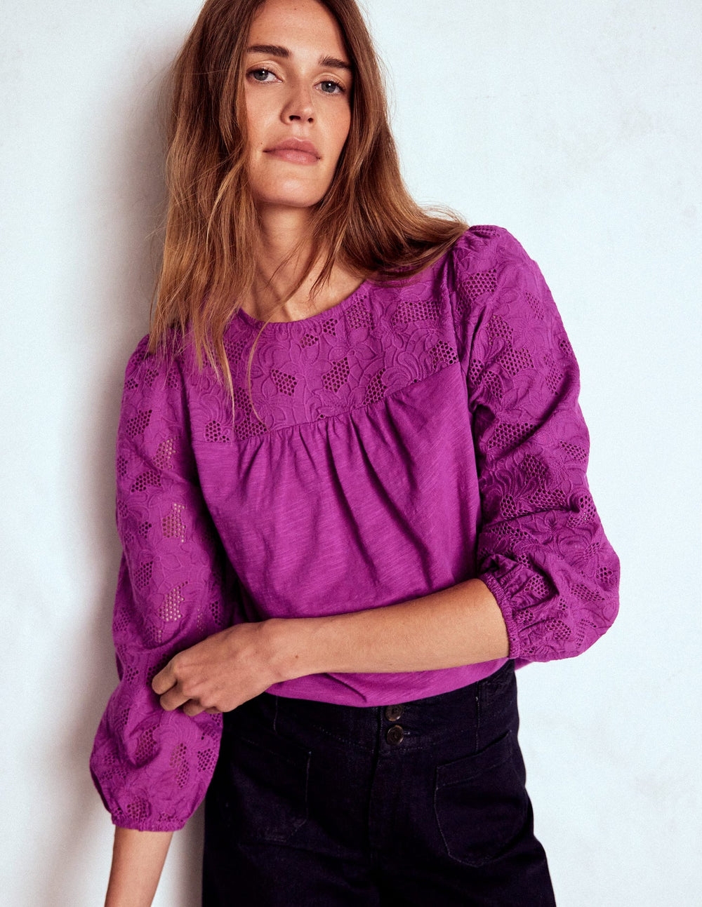 May Broderie Top - Regal Purple