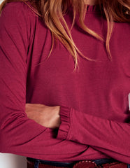 Supersoft Frill Detail Top - Burgundy Red