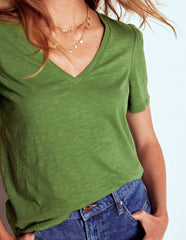 Short Sleeve V Neck T-shirt - Safari Green