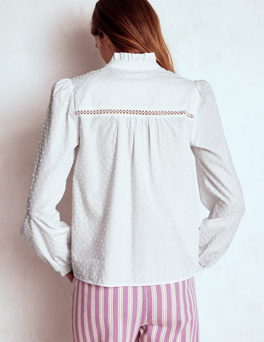 Helena Cotton Dobby Top - White