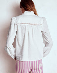 Helena Cotton Dobby Top - White