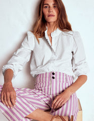 Helena Cotton Dobby Top - White