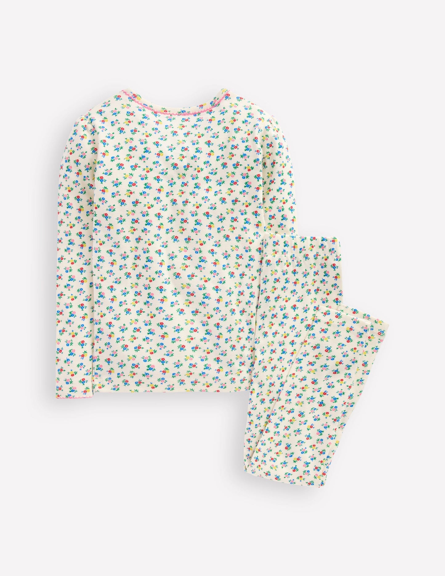 Snug Henley Pajamas - Soft Ivory Spring Ditsy