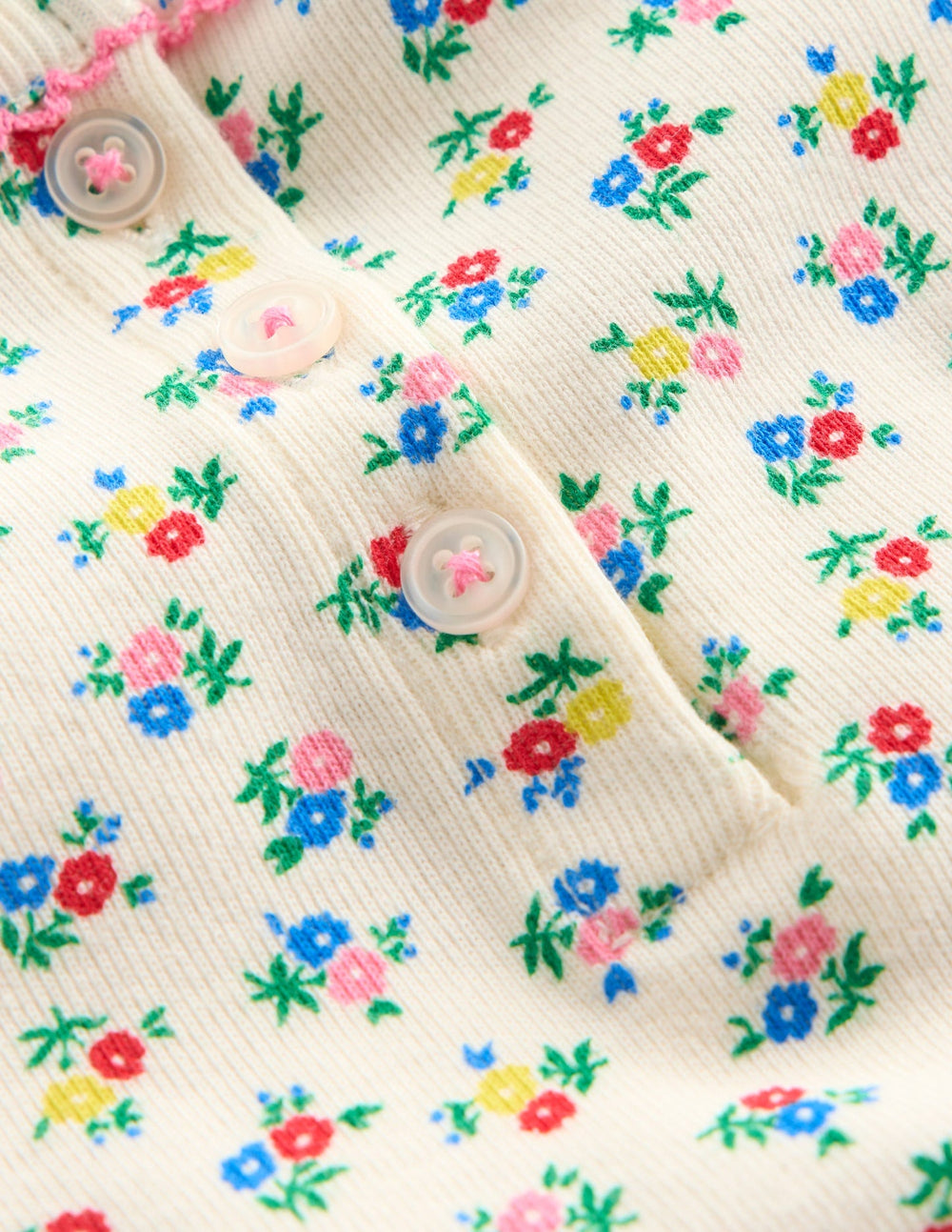 Snug Henley Pajamas - Soft Ivory Spring Ditsy