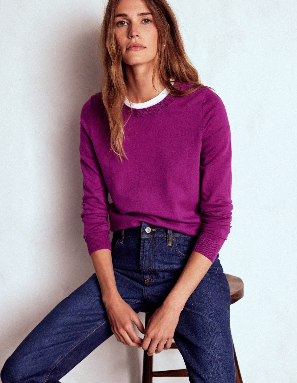 Emilia Cotton Crew Sweater - Regal Purple