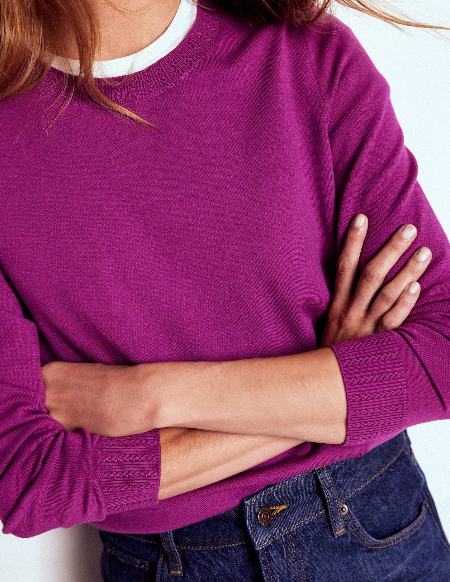 Emilia Cotton Crew Sweater - Regal Purple