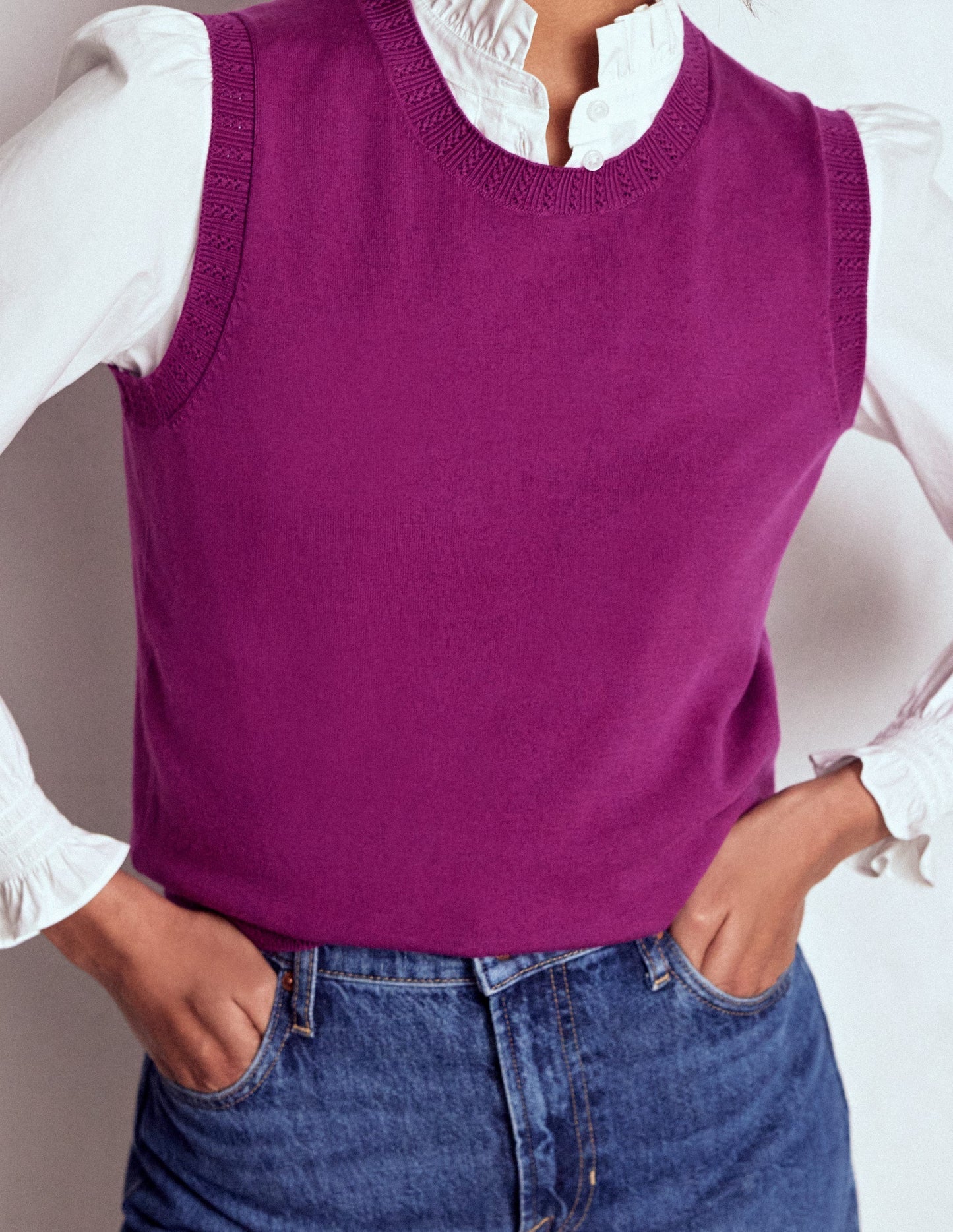 Emilia Cotton Crew Neck Vest - Regal Purple