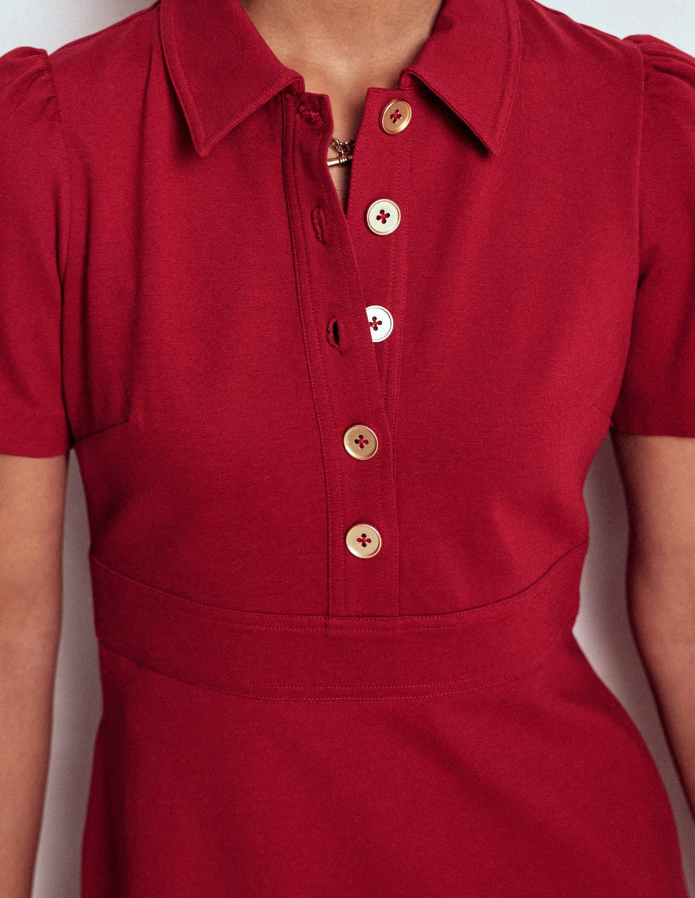 Nicolette Ponte Shirt Dress - Crimson Red