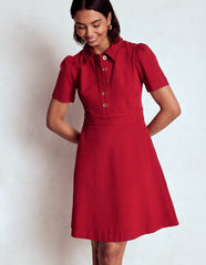 Nicolette Ponte Shirt Dress - Crimson Red
