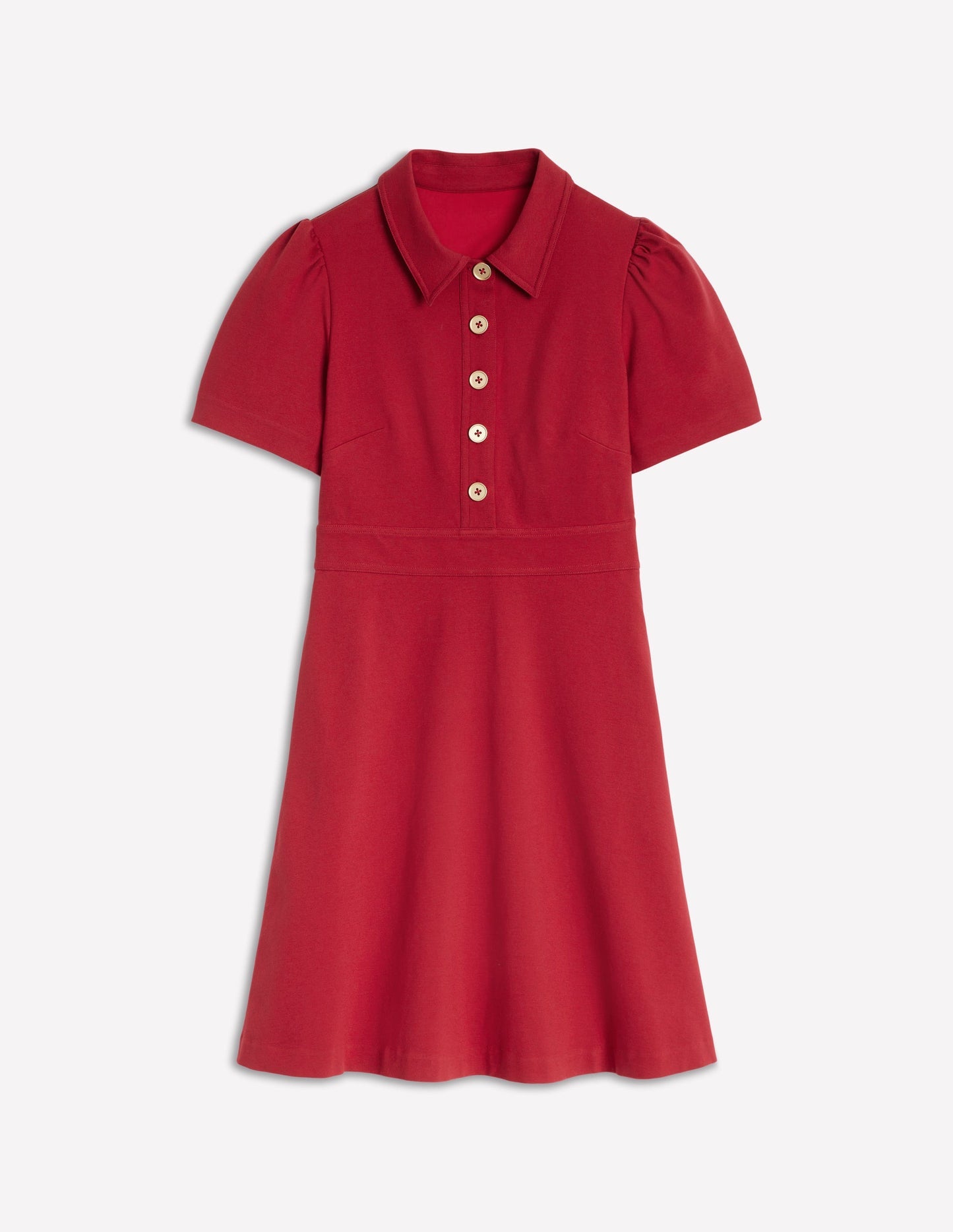 Nicolette Ponte Shirt Dress - Crimson Red
