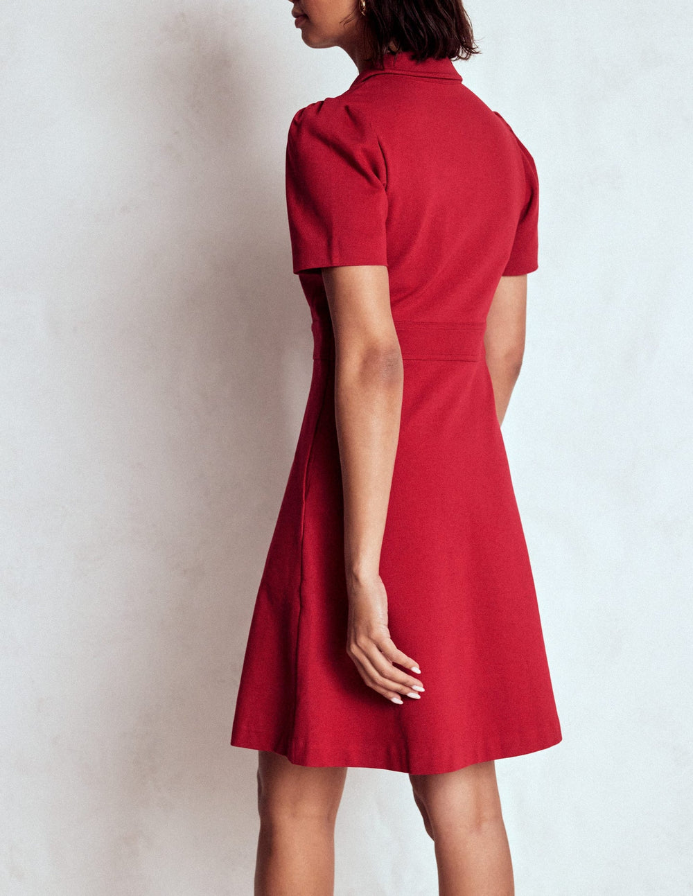 Nicolette Ponte Shirt Dress - Crimson Red