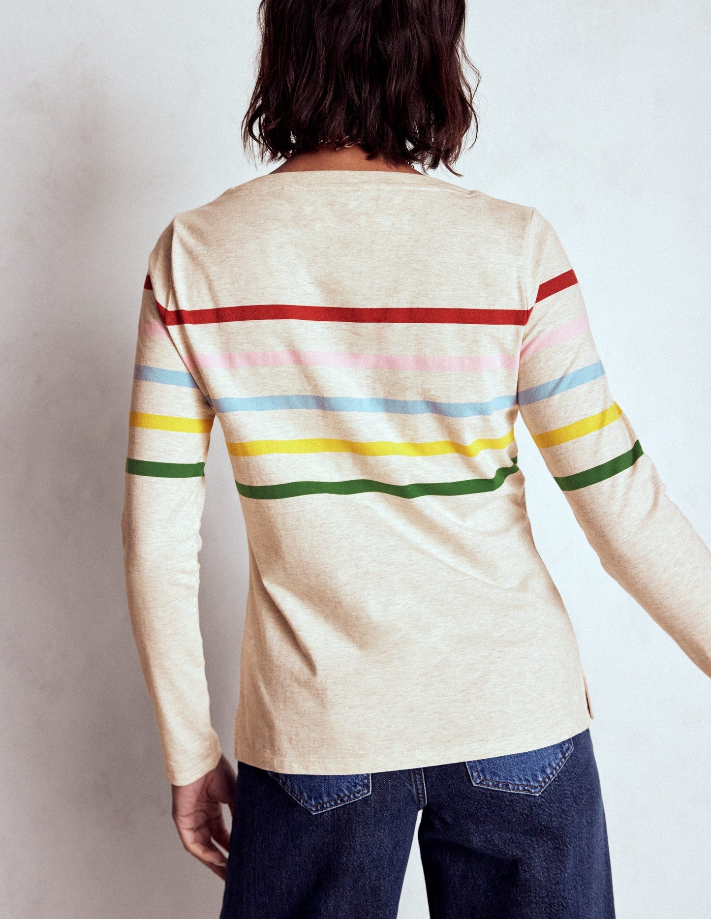 Olivia Long Sleeve Breton - Oatmeal Marl Placed Breton