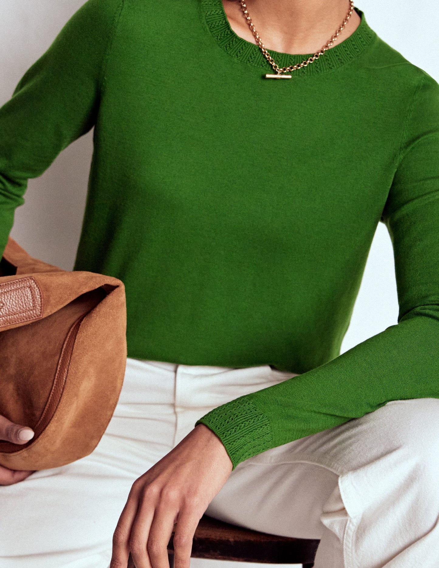 Emilia Cotton Crew Sweater - Promenade Green