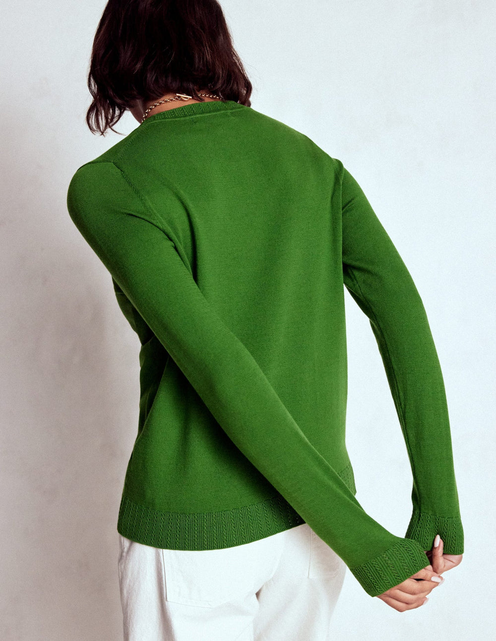 Emilia Cotton Crew Sweater - Promenade Green