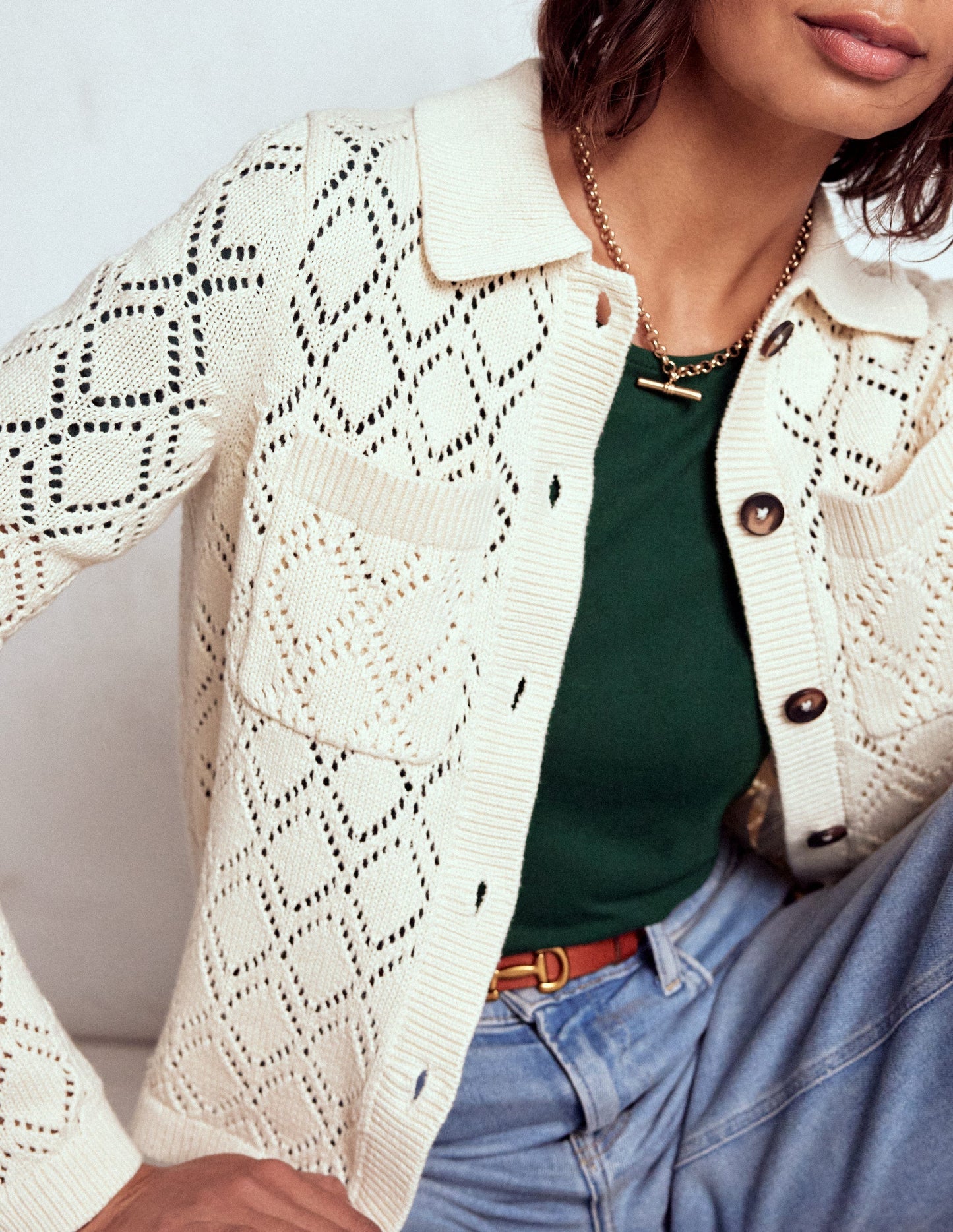 Short Sleeve Smocked Cuff Top - Green Pine