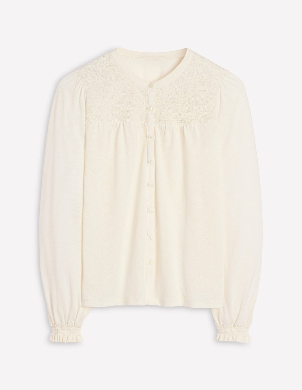 Elsa Smocked Yoke Jersey Shirt - Ivory