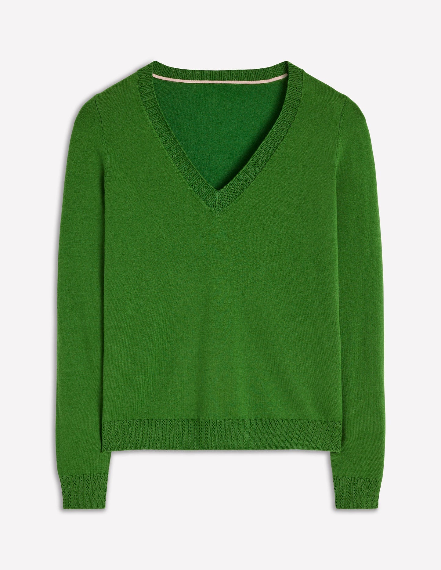 Emilia Cotton V Neck Sweater - Promenade Green