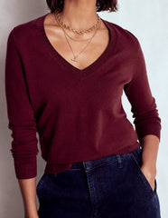Emilia Cotton V Neck Sweater - Deep Wisteria