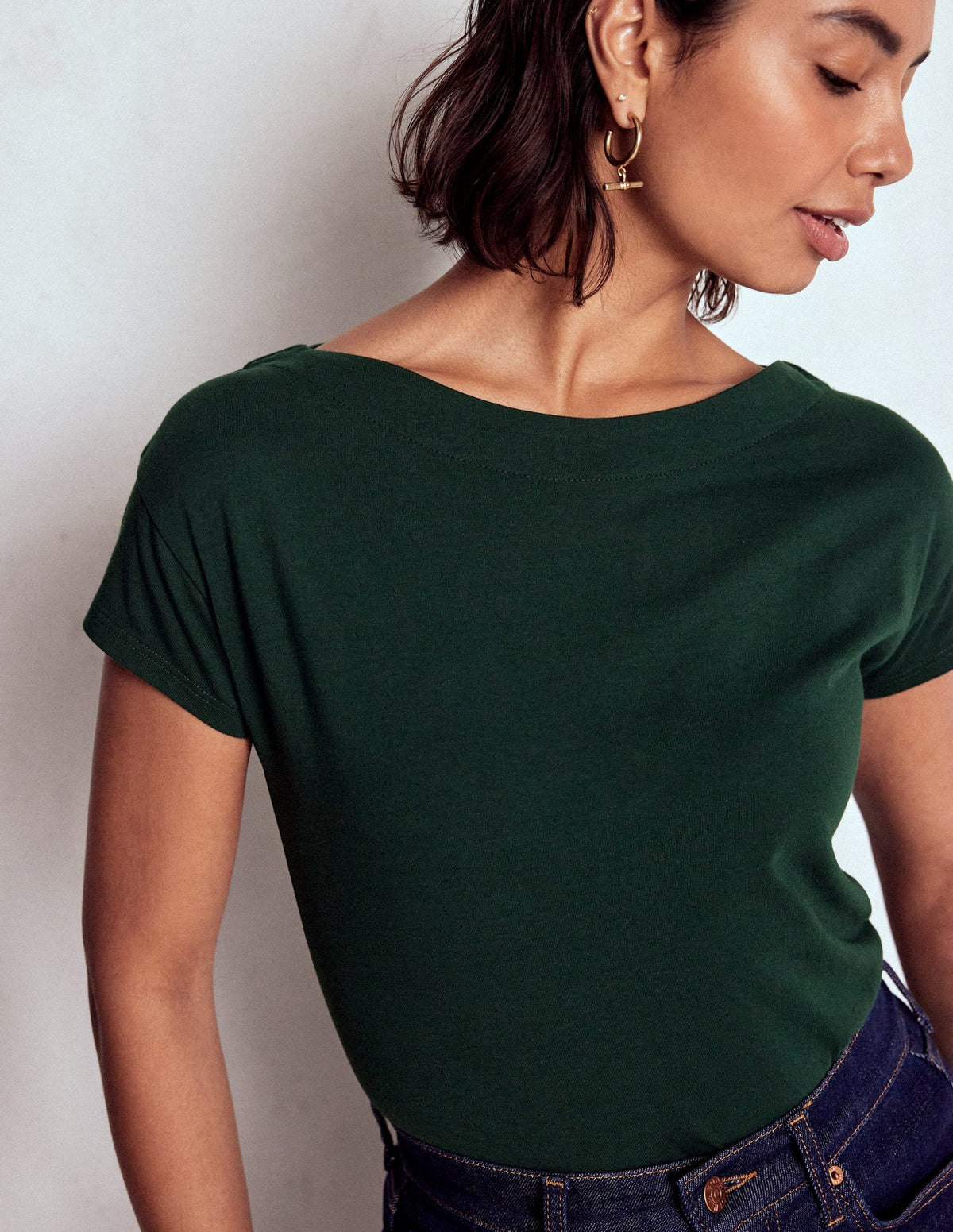 Supersoft Boat Neck T-shirt - Green Pine