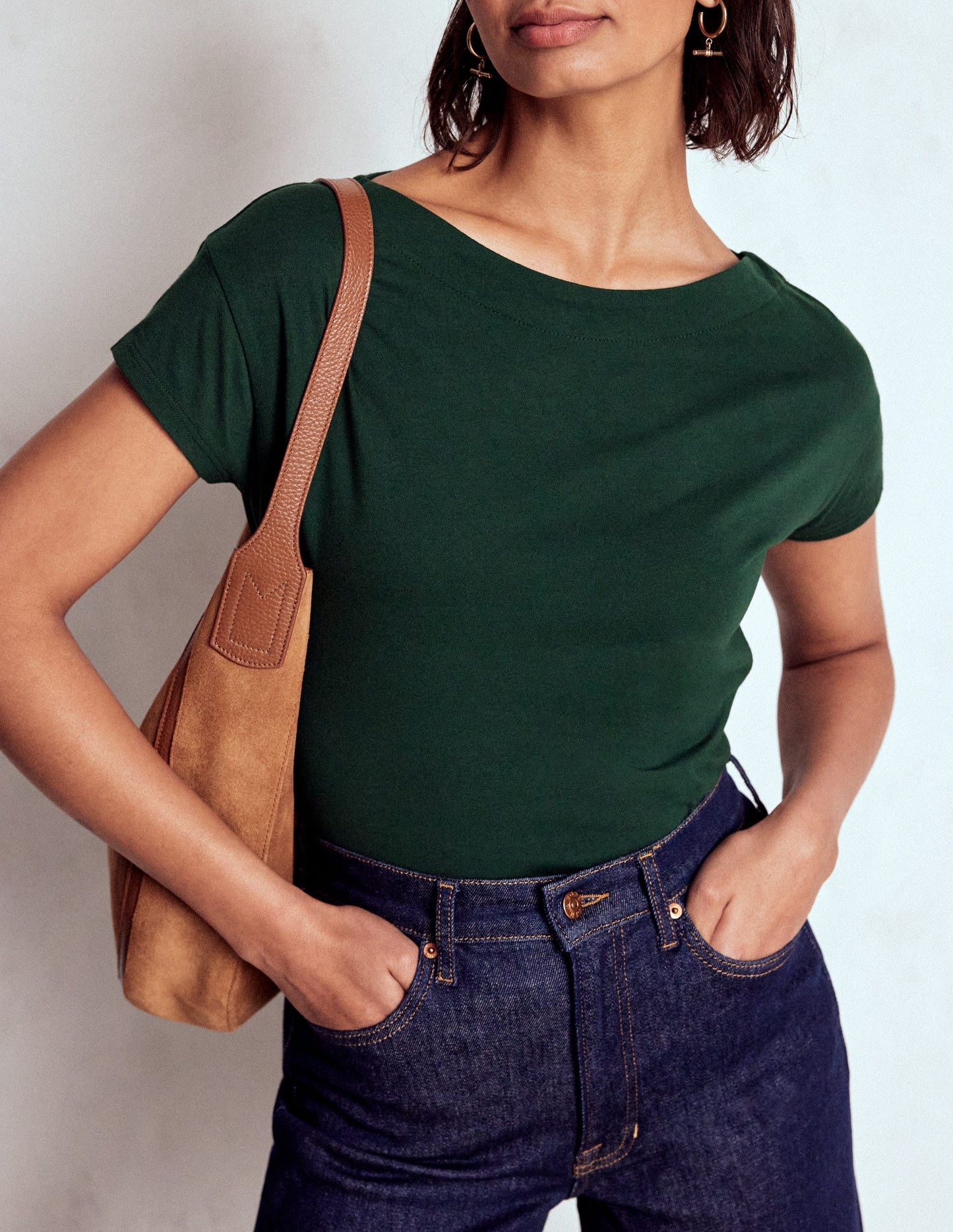 Supersoft Boat Neck T-shirt - Green Pine
